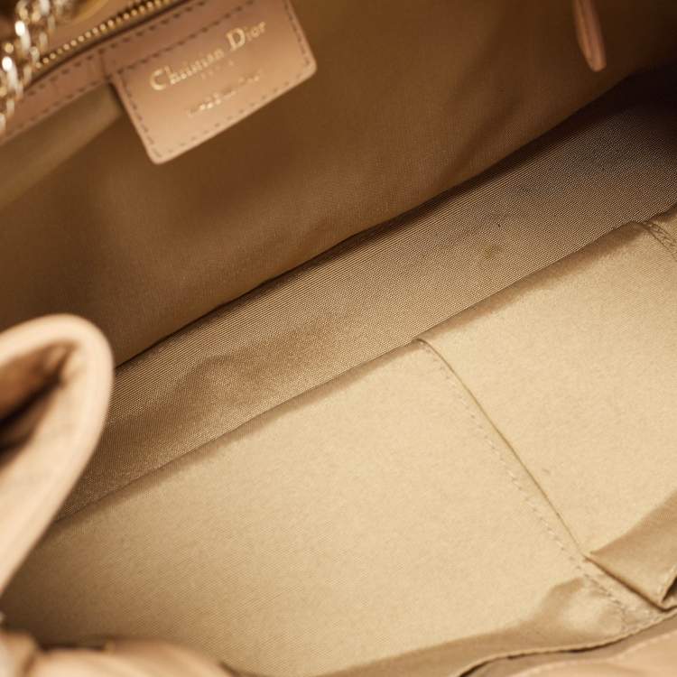 Pre Owned Dior Beige Cannage Leather Chri Chri Chain Tote
