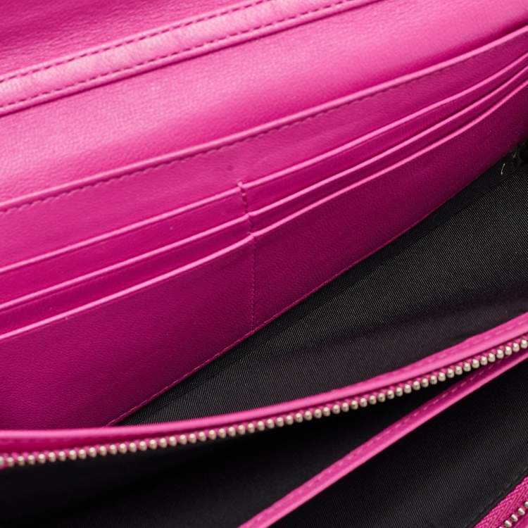 Pre Owned Dior Pink Cannage Leather Lady Dior Wallet on Chain