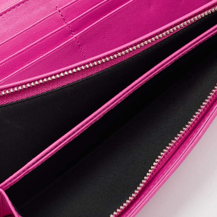 Pre Owned Dior Pink Cannage Leather Lady Dior Wallet on Chain