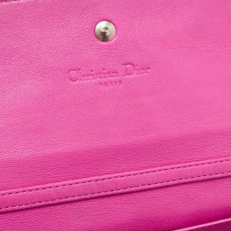 Pre Owned Dior Pink Cannage Leather Lady Dior Wallet on Chain