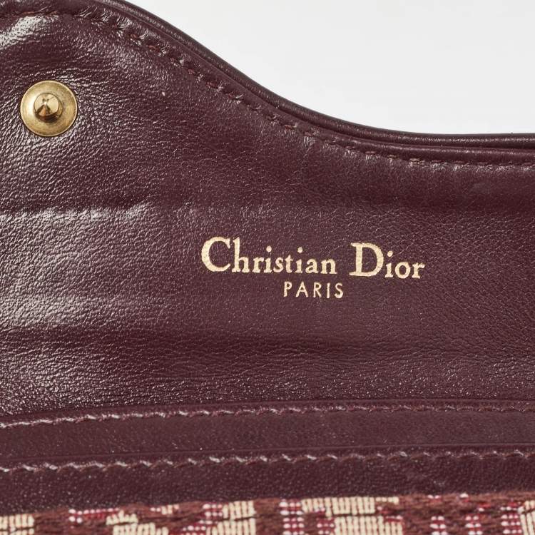 Pre Owned Dior Burgundy Diorissimo Canvas Saddle Compact Wallet