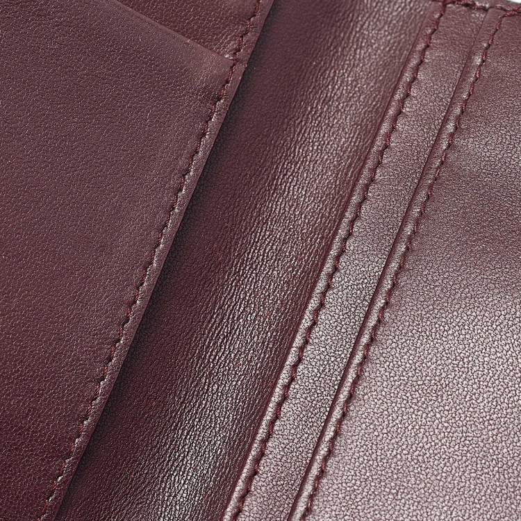 Pre Owned Dior Burgundy Cannage Leather Lady Dior Card Holder