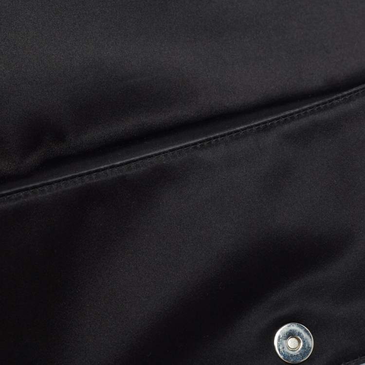 Pre Owned Dior Black Cannage Satin Lady Dior Clutch