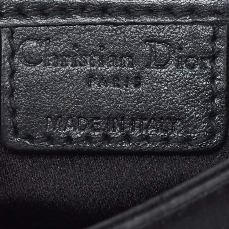 Pre Owned Dior Black Cannage Satin Lady Dior Clutch