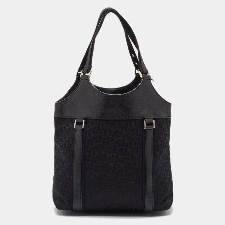 Pre Owned Dior Black Diorissimo Canvas and Leather Street Chic Tote