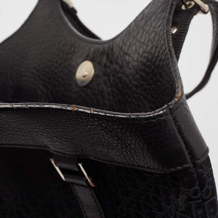 Pre Owned Dior Black Diorissimo Canvas and Leather Street Chic Tote