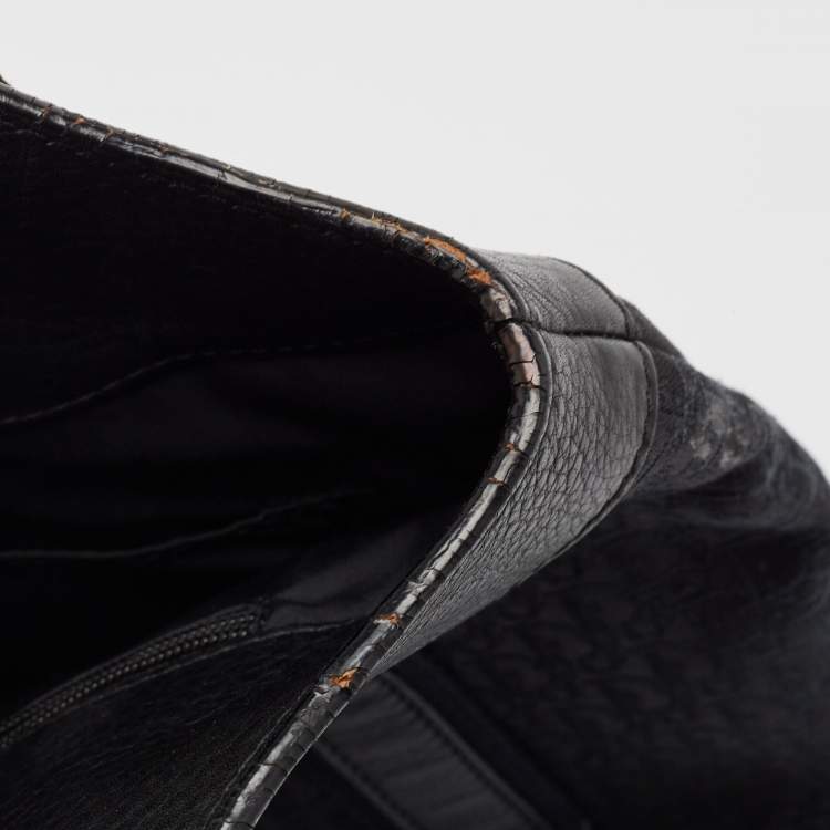Pre Owned Dior Black Diorissimo Canvas and Leather Street Chic Tote
