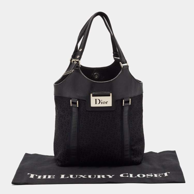 Pre Owned Dior Black Diorissimo Canvas and Leather Street Chic Tote