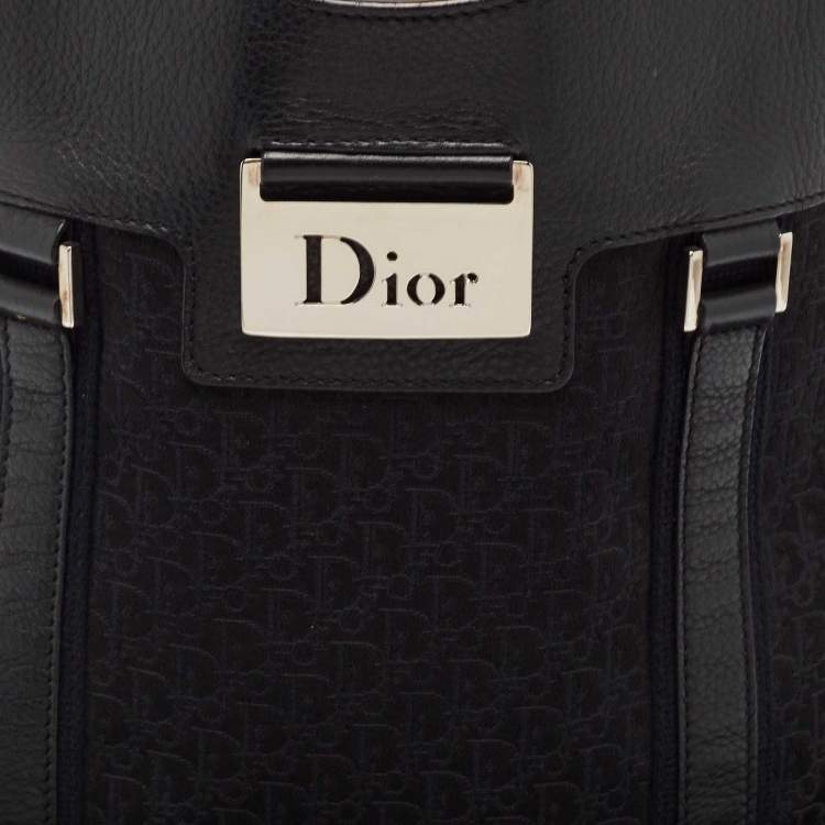 Pre Owned Dior Black Diorissimo Canvas and Leather Street Chic Tote