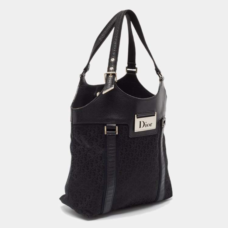 Pre Owned Dior Black Diorissimo Canvas and Leather Street Chic Tote