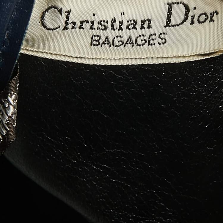 Pre Owned Dior Navy Blue Oblique Canvas Vintage Boston Bag