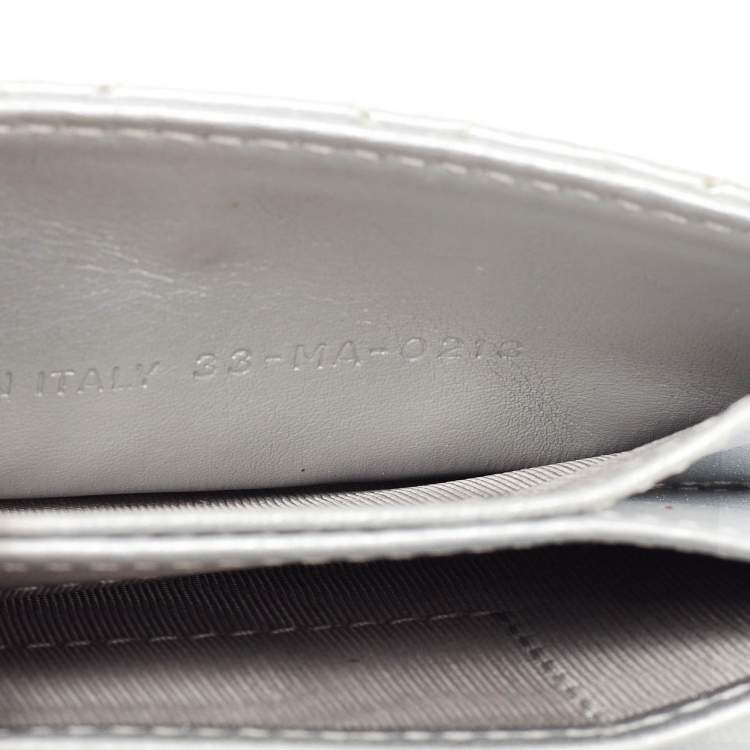 Pre Owned Dior Silver Cannage Leather Lady Dior 5 Gusset Card Holder