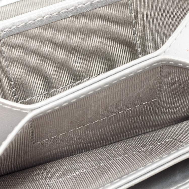Pre Owned Dior Silver Cannage Leather Lady Dior 5 Gusset Card Holder