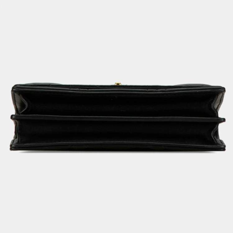 Pre Owned Christian Dior Black Lambskin Macrocannage Mini Miss Caro Bag 