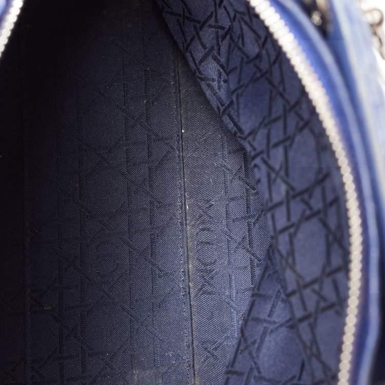 Pre Owned Dior Navy Blue Cannage Leather Large Lady Dior Tote