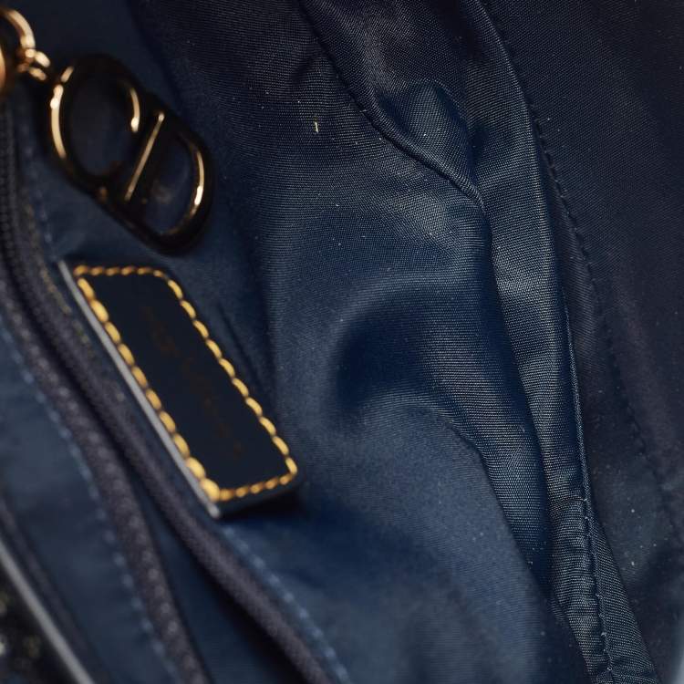 Pre Owned Dior Blue Oblique Canvas Saddle Bag