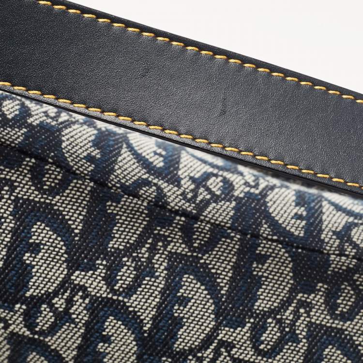 Pre Owned Dior Blue Oblique Canvas Saddle Bag