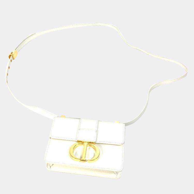 Pre Owned Dior White Leather 30 Montaigne Shoulder Bags