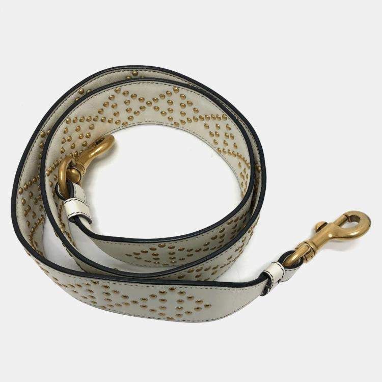 Pre Owned Dior White Leather Studded Medium Lady Dior Top Handle Bags
