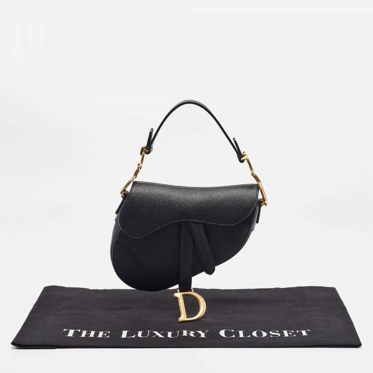 Pre Owned Dior Black Leather Mini Saddle Bag