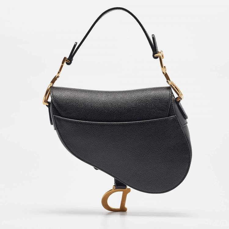 Pre Owned Dior Black Leather Mini Saddle Bag