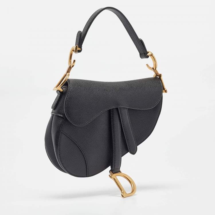 Pre Owned Dior Black Leather Mini Saddle Bag