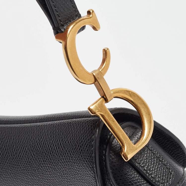 Pre Owned Dior Black Leather Mini Saddle Bag