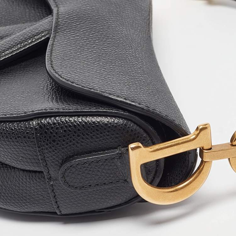 Pre Owned Dior Black Leather Mini Saddle Bag