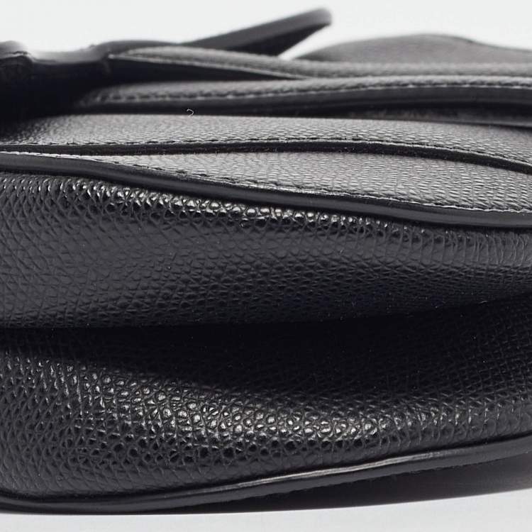 Pre Owned Dior Black Leather Mini Saddle Bag