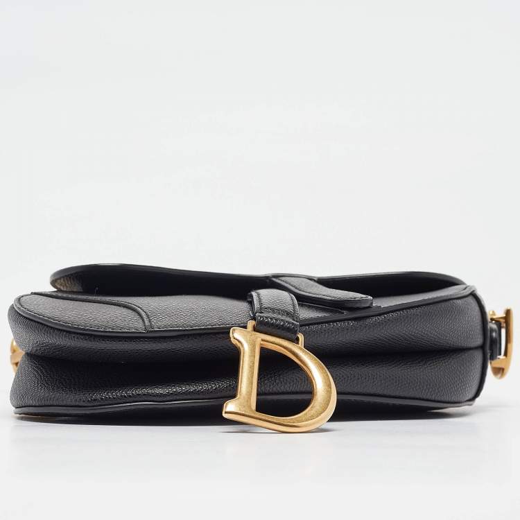 Pre Owned Dior Black Leather Mini Saddle Bag