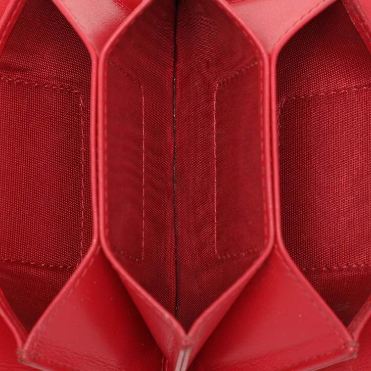 Pre Owned  Dior Red Cannage Patent Leather Lady Dior Gusset Card Case 