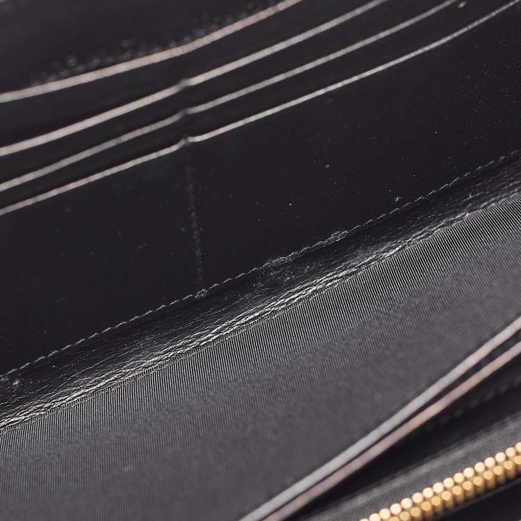 Pre Owned Dior Black Cannage Patent Leather Lady Dior Zip Around Wallet