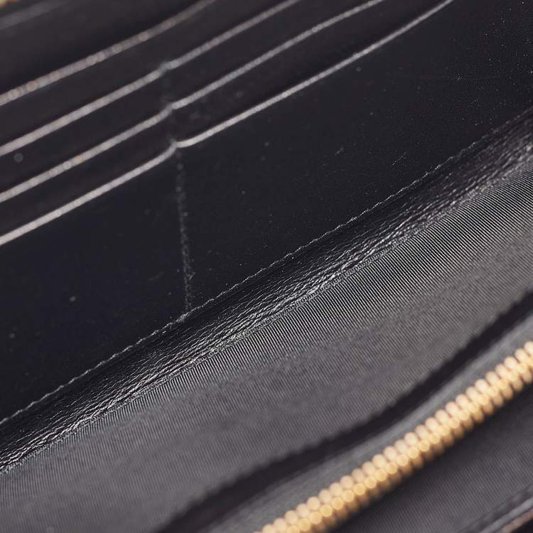 Pre Owned Dior Black Cannage Patent Leather Lady Dior Zip Around Wallet