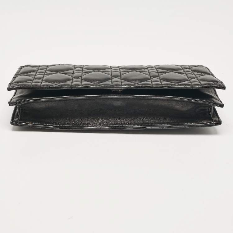 Pre Owned Dior Black Cannage Leather Lady Dior Chain Clutch