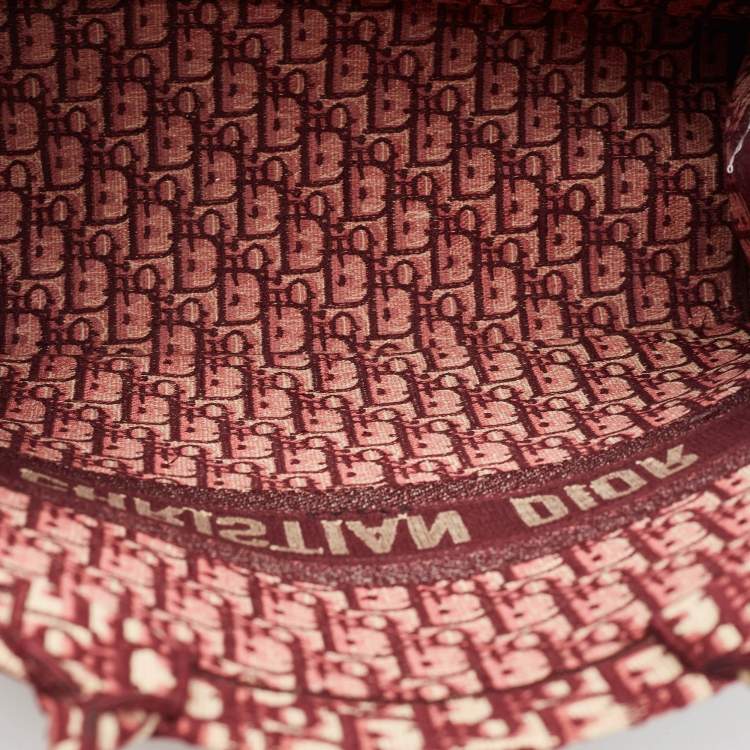Pre Owned Dior Burgundy Oblique Embroidered Canvas Large Book Tote