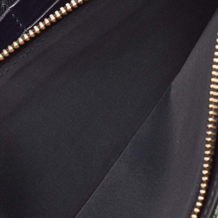 Pre Owned Dior Green Crackled Patent Leather Diorama Wallet On Chain