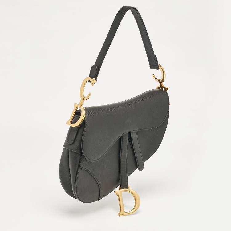 Pre Owned Dior Black Leather Saddle Bag