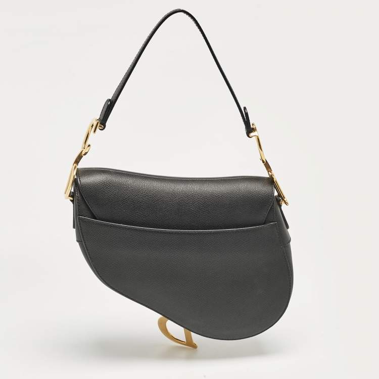 Pre Owned Dior Black Leather Saddle Bag