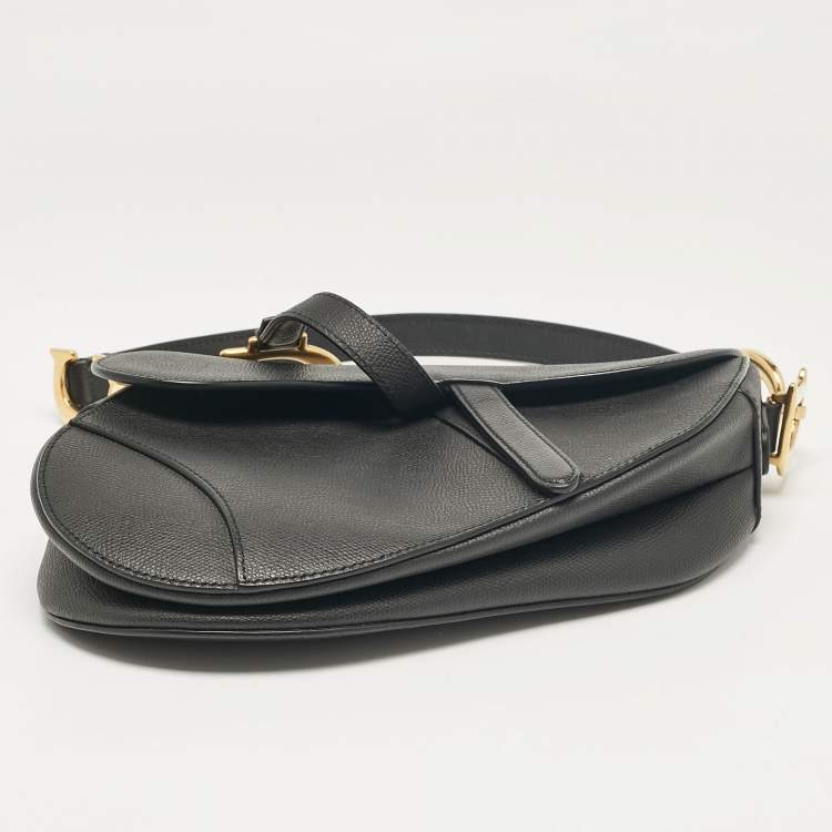 Pre Owned Dior Black Leather Saddle Bag