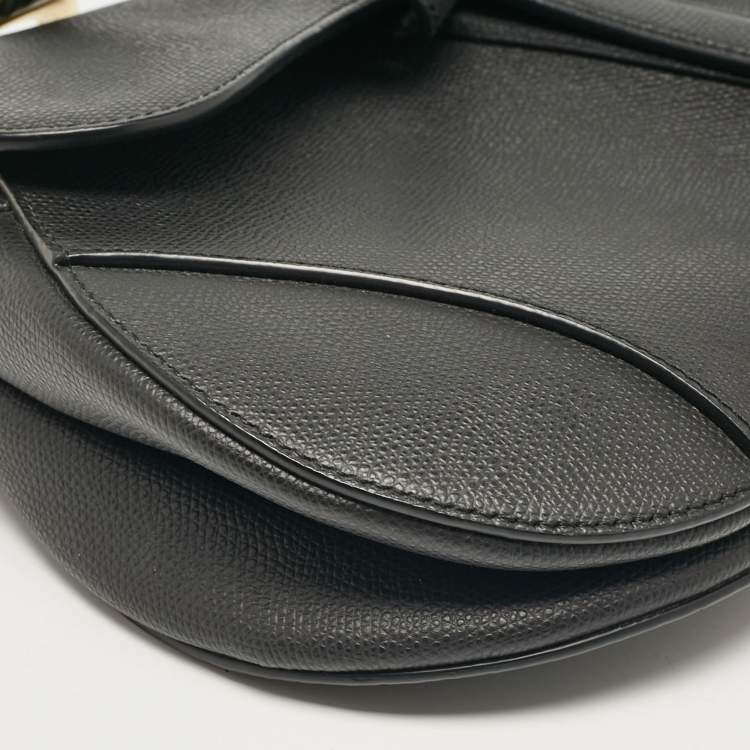 Pre Owned Dior Black Leather Saddle Bag