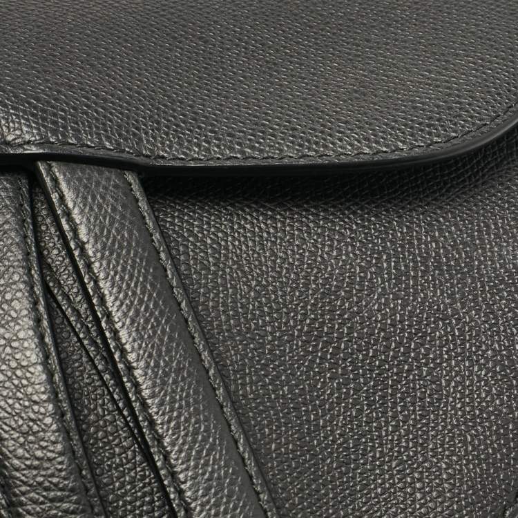 Pre Owned Dior Black Leather Saddle Bag