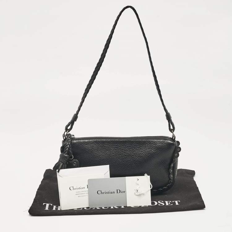 مملوكة مسبقًا Dior Black Leather Ethnic Clutch Bag