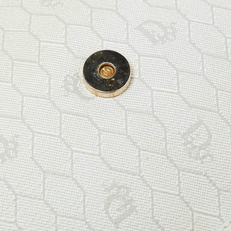 Pre Owned Dior Off White Honeycomb Monogram Coated Canvas and Leather Clutch