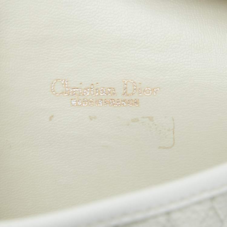 Pre Owned Dior Off White Honeycomb Monogram Coated Canvas and Leather Clutch