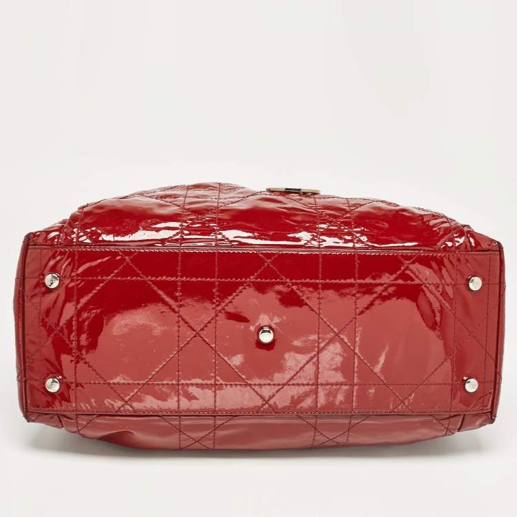 Pre Owned Dior Red Patent Patent Leather Le Trente Tote