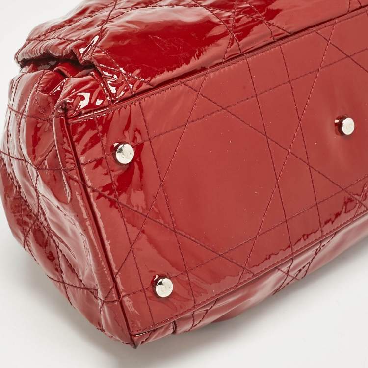 Pre Owned Dior Red Patent Patent Leather Le Trente Tote