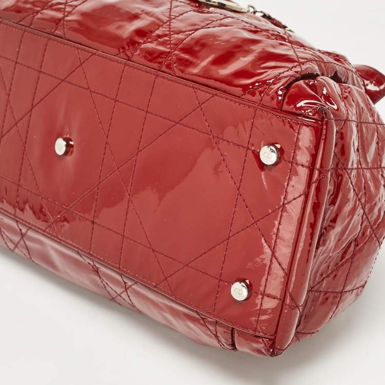 Pre Owned Dior Red Patent Patent Leather Le Trente Tote
