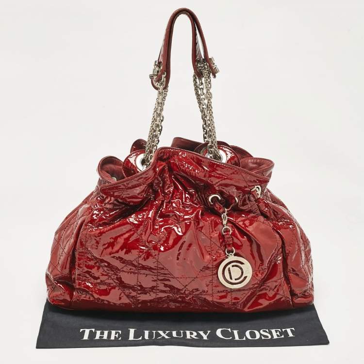 Pre Owned Dior Red Patent Patent Leather Le Trente Tote