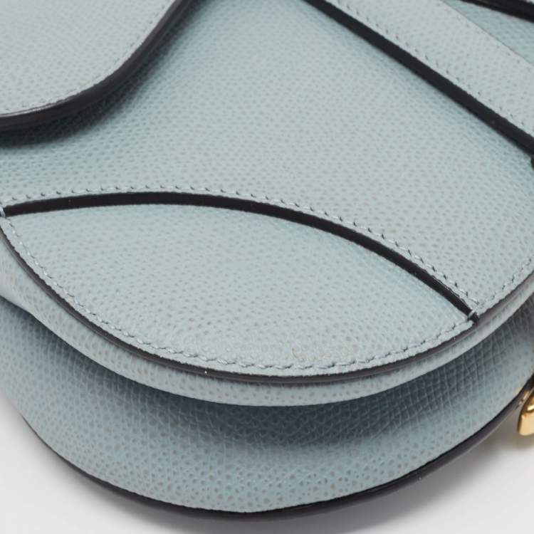 Pre Owned Dior Blue Leather Mini Saddle Bag