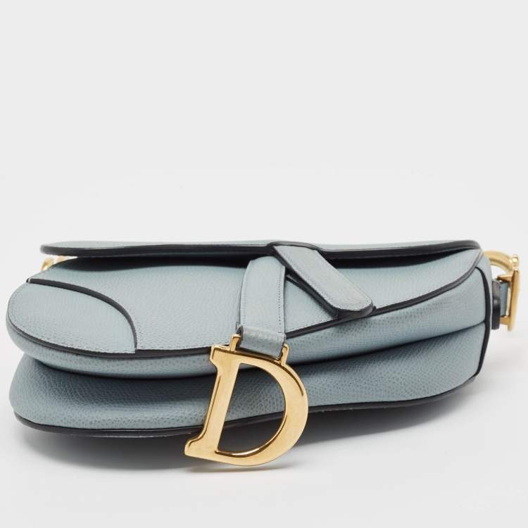 Pre Owned Dior Blue Leather Mini Saddle Bag